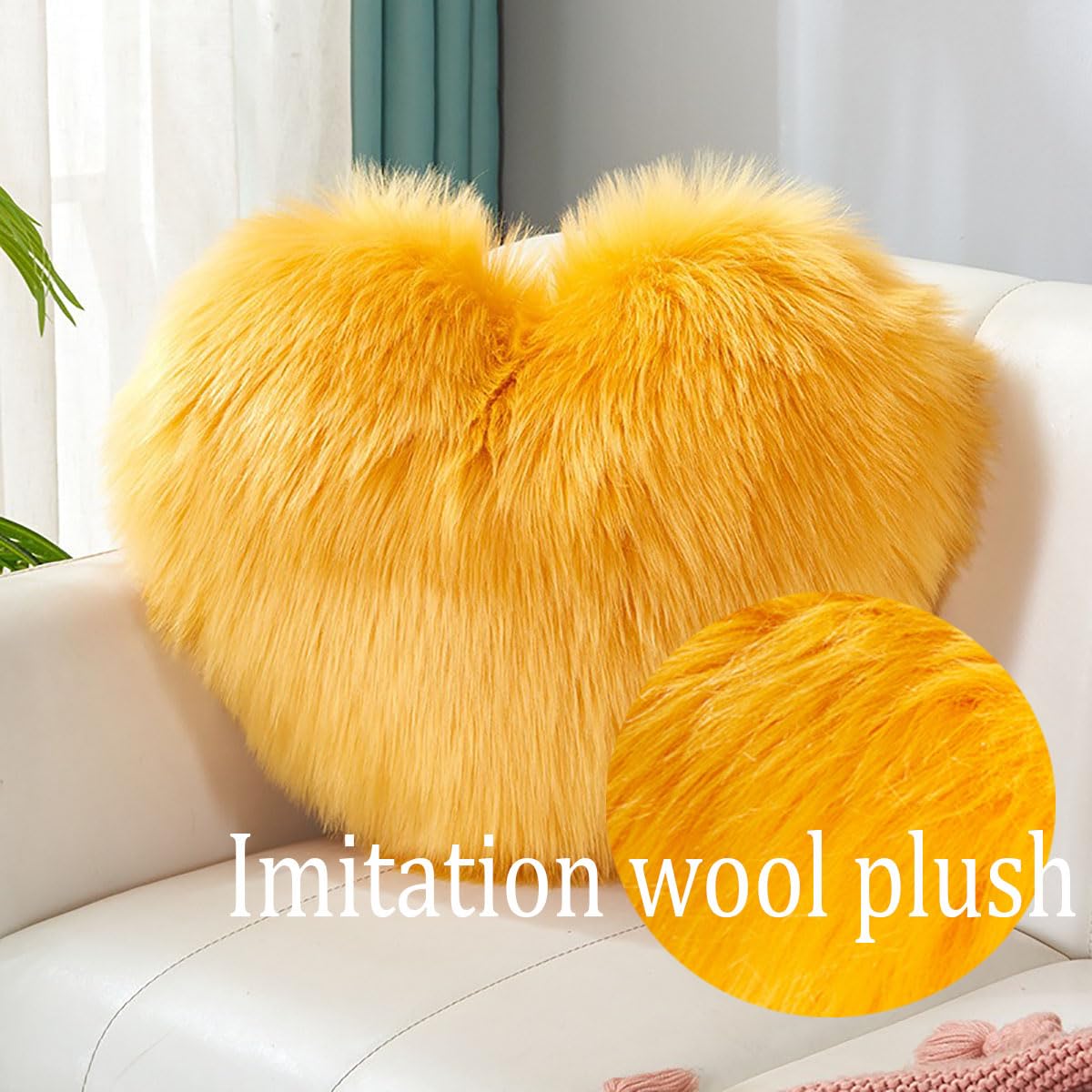 Stone mice Fluffy heart-shaped pillow, sofa bed decoration, pillow decoration, room pillow (Pink, 11.81inch X 15.74inch)