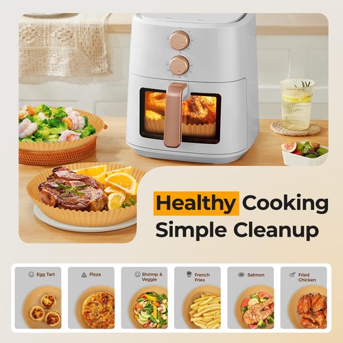 Air Fryer Liners for Ninja, 200 Pcs 8" Round Airfryer Paper Liners Disposable for Oven, Pans & Baking, Non-Stick and Oil Proof Parchment Paper for 5-8 qt Air Fryer Basket by Vailnd