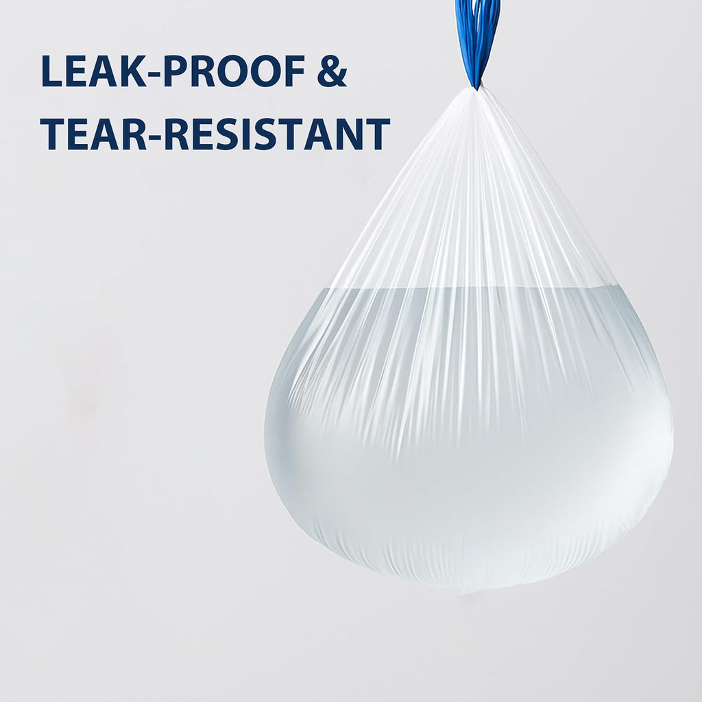 Skiennix 4 Gallon Small Trash Bags - Strong Leak-Proof Drawstring Bin Liners | 100 Pack, White