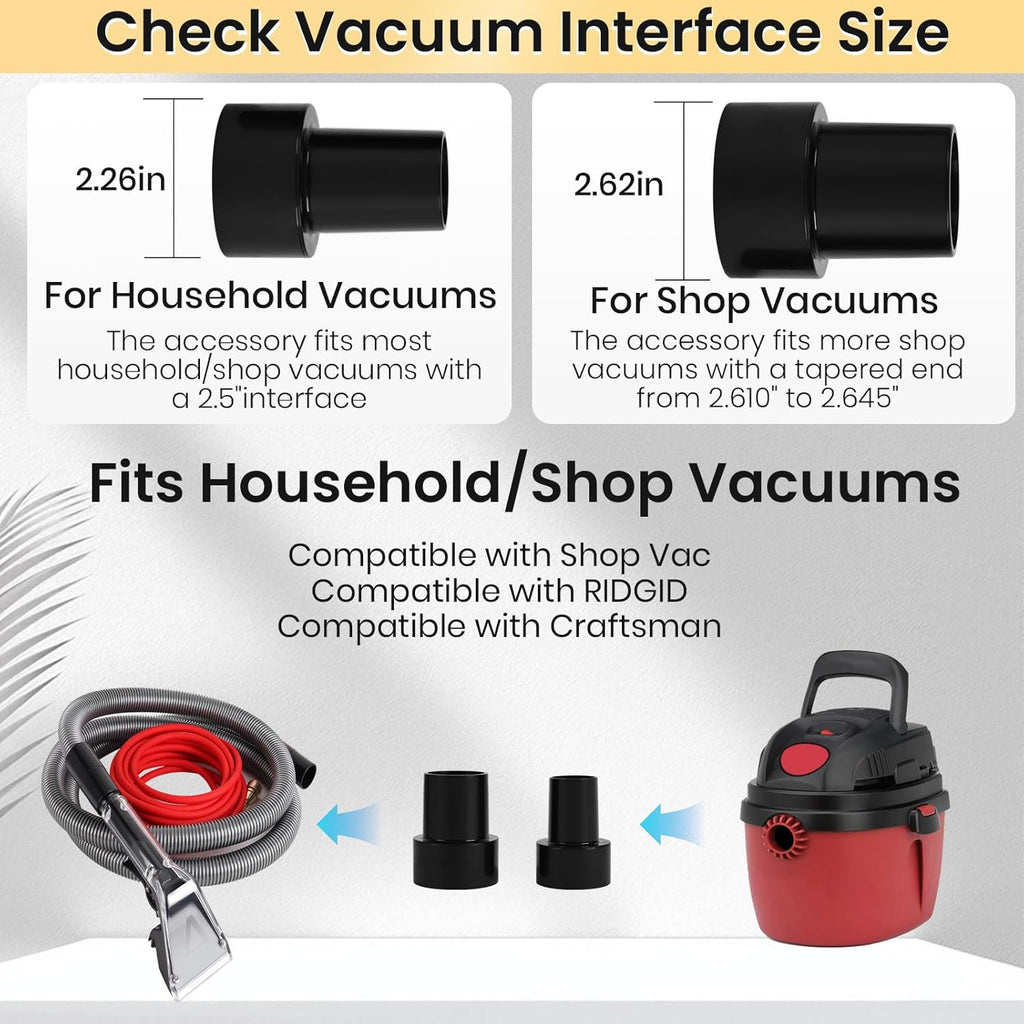 Skiennix Hard Bristle Brush Kit - 10FT Hose & 25FT Water Pipe for Shop Vac | Carpet Cleaning Upgrade