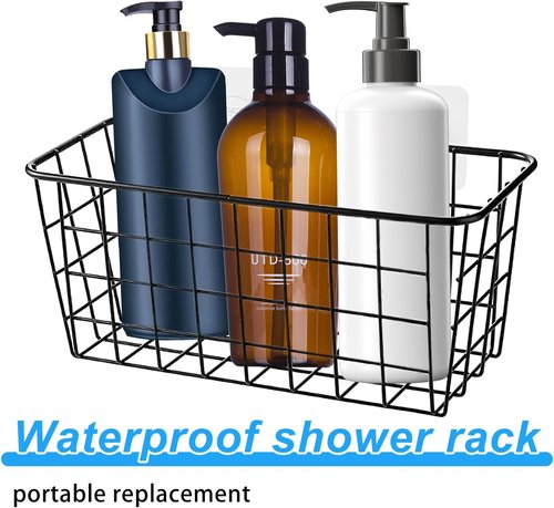 Lasuroa Shower Caddy Adhesive Replacement - 14pcs Waterproof No-Drill Sticker Hooks for Bathroom & Kitchen
