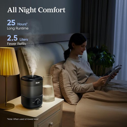 LEVOIT Classic 160 Ultrasonic Cool Mist Humidifier - Easy Fill & Clean, Quiet Operation, 2.5L, Black