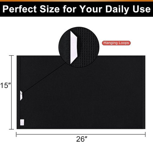 Homaxy 100% Cotton Waffle Weave Kitchen Towels - Soft, Absorbent 4-Pack - Quick Dry, 16 x 26 Inches, Black