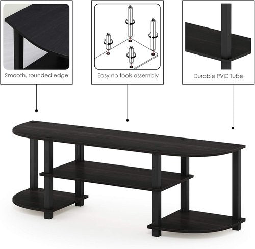 Furinno Wide TV Entertainment Center - Stylish Espresso/Black Finish for Modern Living Rooms