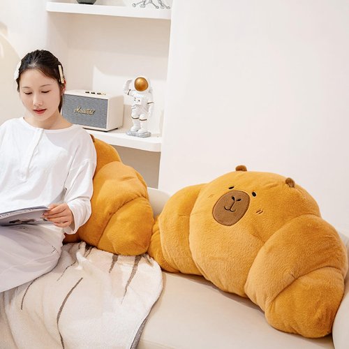 PEACH CAT Croissant Capybara Plush Pillow Cute Toast Bread Stuffed Animals Soft Food Plushies Toy Gifts for Kids 27.5"