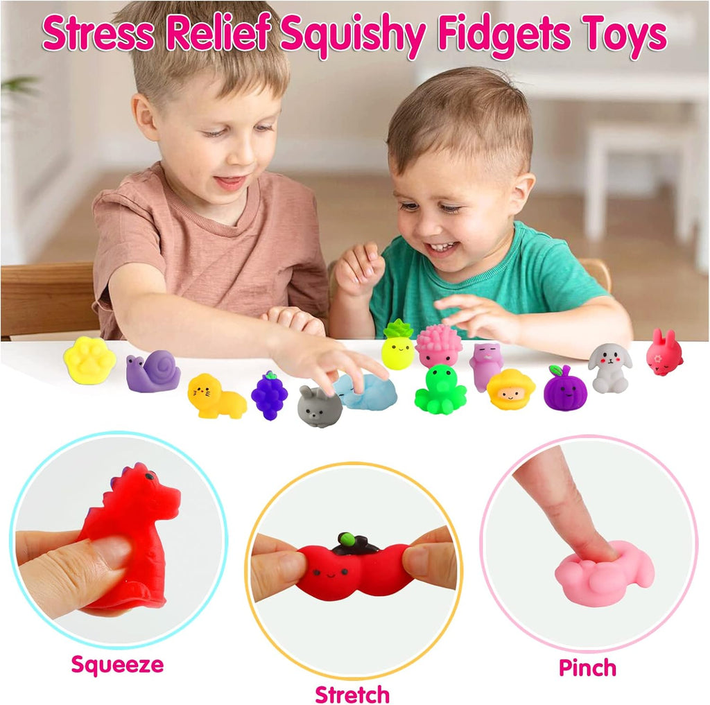 Skiennix Kawaii Squishies - 100 Pcs Mochi Stress Relief Toys for Kids | Perfect Party Favors & Goodie Bag Stuffers