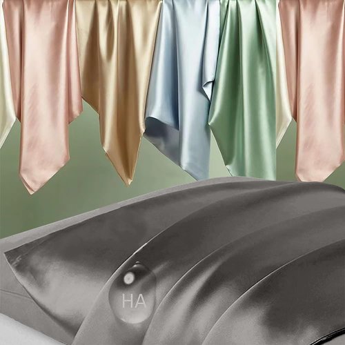 Mulberry Silk Pillowcase - Anti-Acne Cooling Sleep | Standard Size Dark Gray Satin Cover