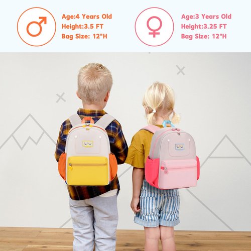 Sisipoet Cute Toddler Backpack, Kindergarten Backpack for Girls Boys 2-5, 12" Kids Mini Preschool Bags Pink for School & Travel