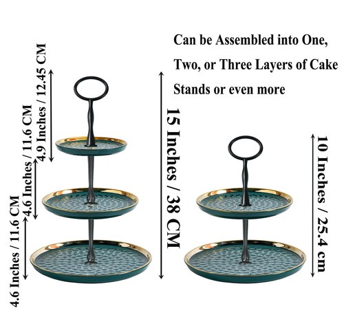 ROSE CREATE 8 Sets 15’’ 3-Tier Cake Tray Stand Handle, Multi-tier Metal Dessert Fruit Center Rod Heavy Duty Hardware Holder for Wedding Party Birthday Cupcake Platter Stand Fittings - Black Oval