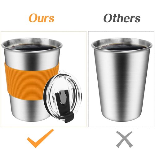 ShineMe Kids Stainless Steel Cups, Kids Metal Drinking Glasses with Lids, Stainless Steel Straws and Sleeves, 12oz Reusable Water Tumbler for Children and Adults, Apply to Indoor and Outdoor