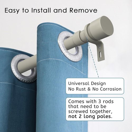 Byondeth Adjustable Curtain Rods - 16 to 60 Inches, 1-Inch Diameter, Brushed Nickel Finish