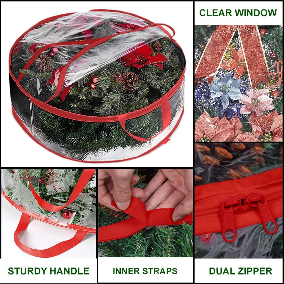 ProPik Christmas Wreath Storage Bag - Waterproof 36" Clear PVC Container | 2 Pack for Holiday Decor