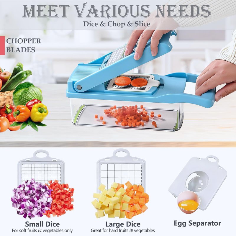 Pro-Series 16-in-1 Vegetable Chopper, Dewpeton Mandoline Slicer, Veggie Chopper, Food Chopper with Container, Vegetable Cutter Chopper & Spiralizer for Onion Salad (Home Essential Gadget & Kitchen)