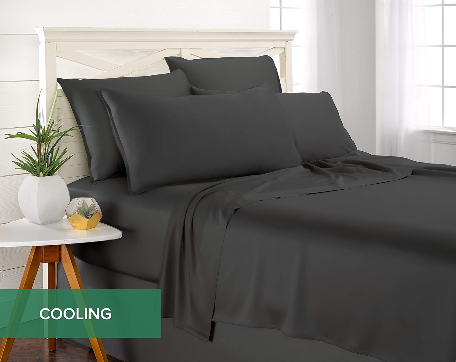 Pure Bamboo Queen Sheets - Luxuriously Soft & Cooling 100% Organic Viscose Bed Set | Charcoal Color