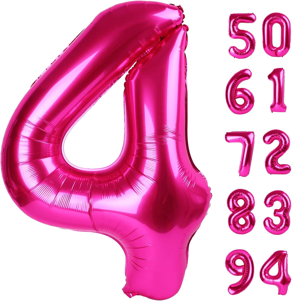 Number 4 Balloon by [Brand Name] - 40 Inch Hot Pink Birthday Decoration for Girls' 4th Party