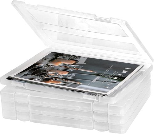 Hiceeden 4-Pack Plastic Project Cases - Slim Document Holders for 8.5"x11" Files & Scrapbook Storage
