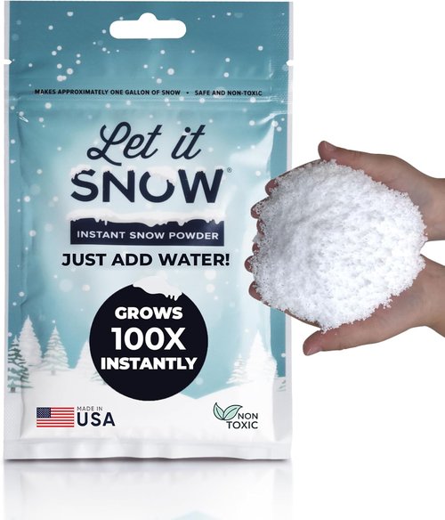 Let It Snow Instant Fake Snow Powder - Safe, Easy-To-Use Artificial Snow for Holiday Decor | 1 Pack Makes 1 Gallon