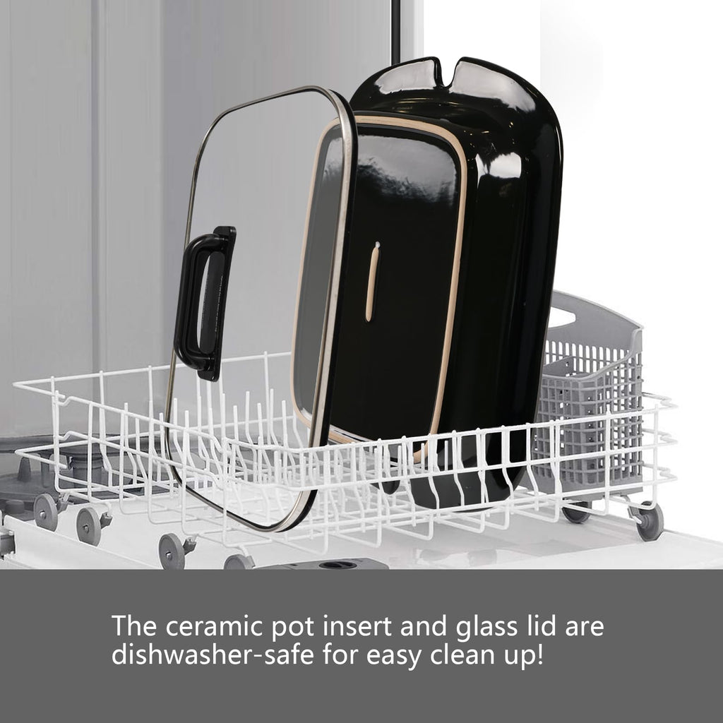 4-Quart Slow Cooker with Casserole Manual Warm Setting - Perfect Kitchen Small Appliance for Family Dinners, Dishwasher Safe Crock, Black