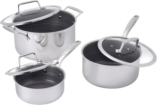 Henckels Paradigm Ceramic Cookware Set - 6-Piece Stainless Steel Dual Performance Pots