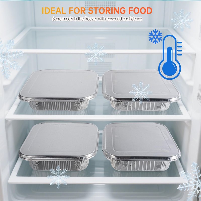 Ezsart 8x8 Aluminum Pans with Lids - 20 Pack Disposable Foil Pans with Lids, Aluminum Containers with Lids for Baking Cake, Holiday Cooking, Heating, Storing, Prepping Food