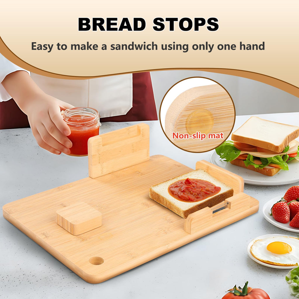 Easy-to-Use Adaptive One Handed Cutting Board,Handicap Kitchen Tools with Bread Stops & Steel Spikes,Easy to Clean-for Amputees,Stroke Victims,Elderly