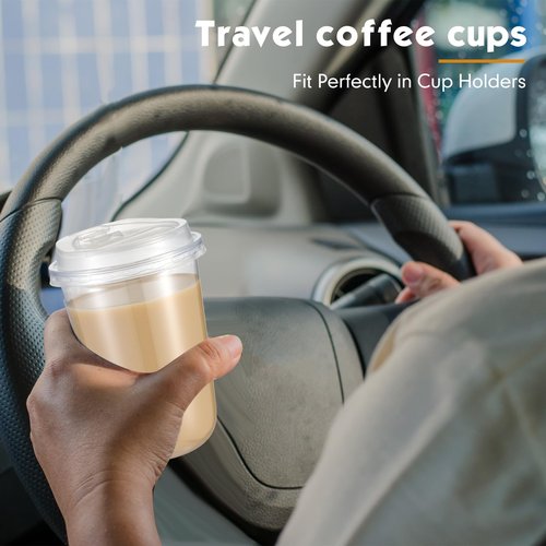 Baderke 25 Sets 16 oz Clear Plastic Cups with Lids,Sturdy Iced Coffee Cups with lids, Disposable Plastic Smoothie Cup for Cold Drinks