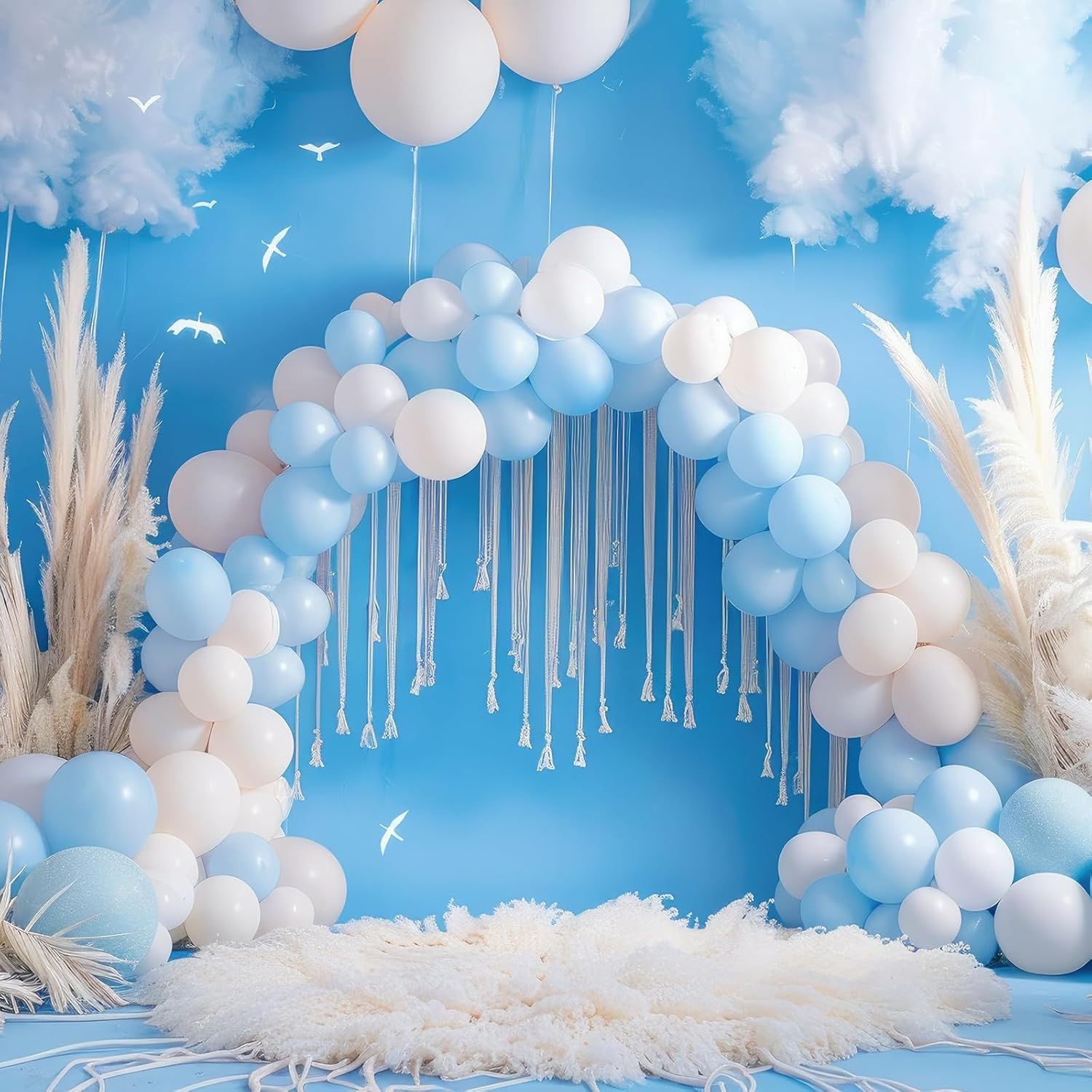 RUBFAC Light Baby Blue Balloons - 135pcs in Various Sizes for Baby Shower & Party Decor | Latex Pastel Blue