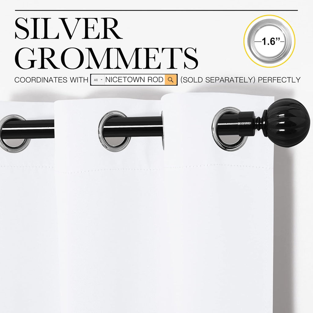 NICETOWN White Sliding Door Curtains - 55" x 96", 2-Piece Grommet Panels for Modern Sunlight Blocking