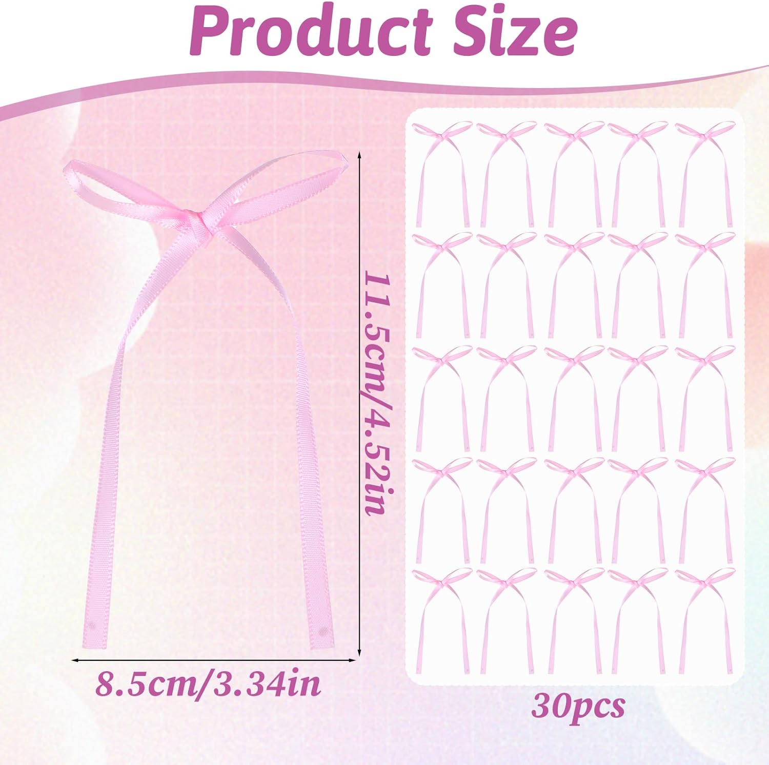 Skiennix 30Pcs Bow Cake Toppers - Pink Bowknot Decorations for Birthday & Wedding Celebrations