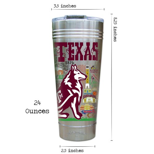 catstudio Texas A&M University Collegiate Thermal Tumbler | Triple Wall Insulation With Non Slip Bottom | Great College Travel Cup for Water, Coffee, Tea, or Smoothies