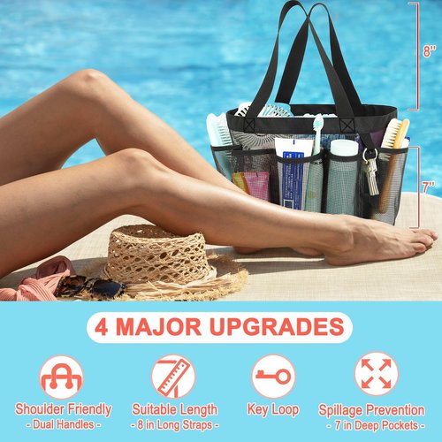 Fammart Mesh Shower Caddy - Portable 8-Pocket Tote Bag for College Dorm & Gym Essentials | Durable & Lightweight