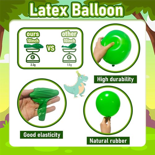 GoGoGoodie Dinosaur Theme Birthday Party Decorations - Fun Green Dino Decor for Kids Ages 3-12