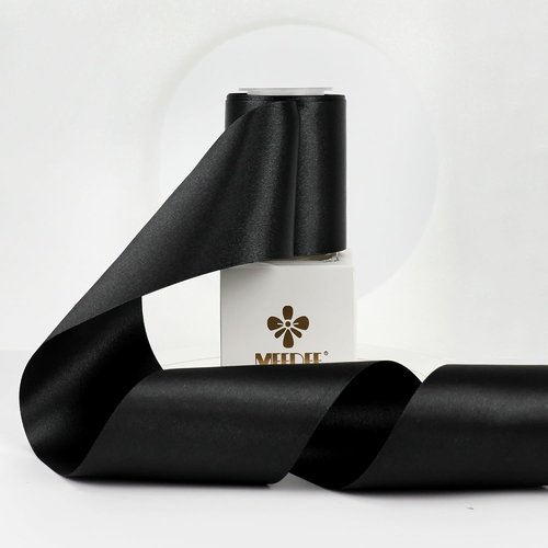 MEEDEE Black Satin Ribbon - Lux Double-Faced 3 Inch Wide | 10 Yards for Christmas & Halloween Decor