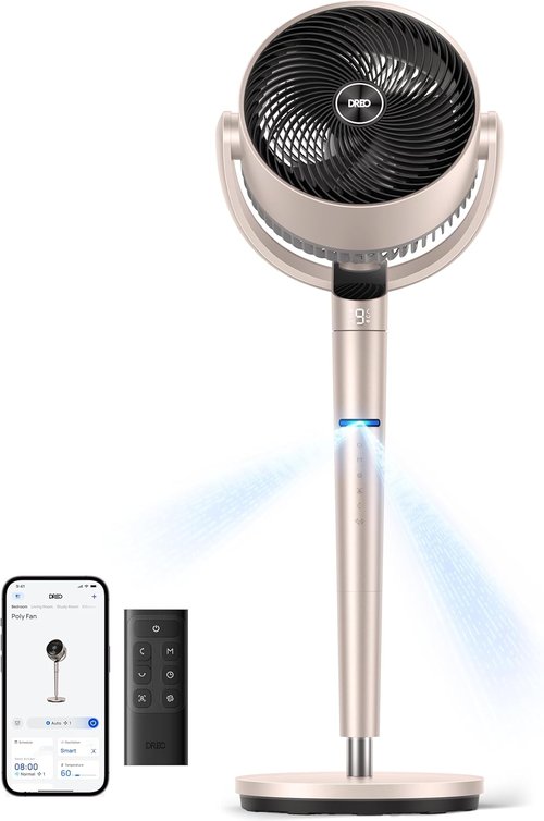 Dreo Smart Fan - 3D Oscillating Pedestal Fan with Wi-Fi & Voice Control | 9 Speeds, 6 Modes, 110ft Range