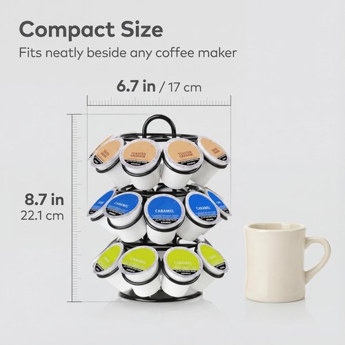 ZECENN K Cup Holder, Coffee Pod Holder for Keurig, Coffee Pod Storage Organizer for K-cups, Compatible with Keurig Pods and Dolce Gusto, Holds 27 Pods, 360-Degrees Rotating -Black