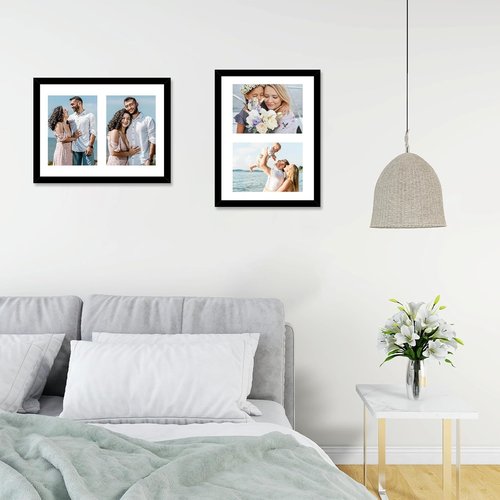 JCJMY Collage Picture Frame - Display 2 Photos in 5x7 or 8.5x11 - Lightweight Black Frame for Wall or Tabletop