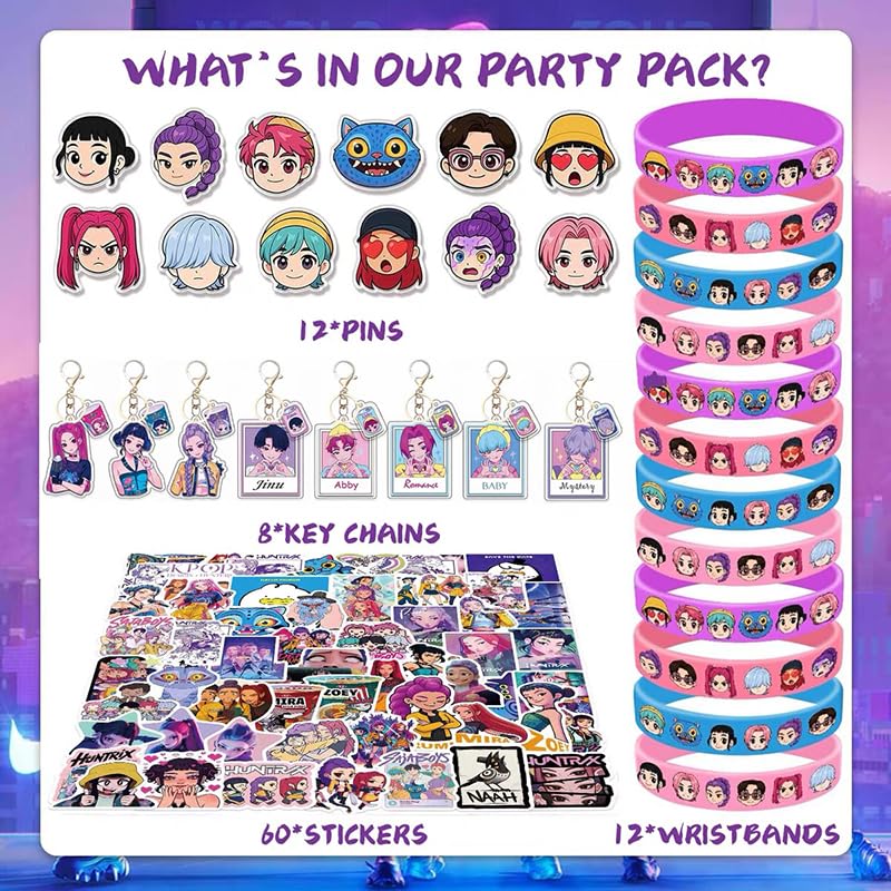 92PCS Demon Hunters Kpop Party Supplies Set - Decorations & Favors