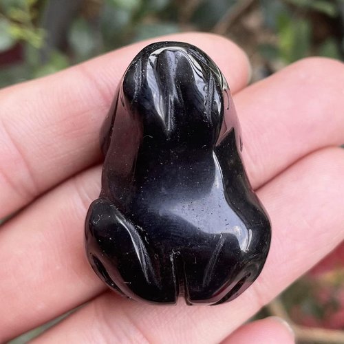Fekuar Black Obsidian Frog Statue | Healing Crystal Animal Figurine | 1.5" Pocket Decoration