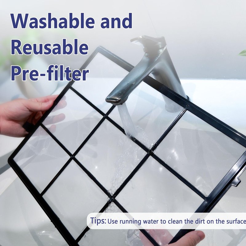 Elnuliros 116130 Replacement Filter H Compatible with Winix 5500-2 Plasmawave Air Puri-Fier and Models Am80, Include 2 True HEPA Filter H and 2 Activated Carbon Pre-Filters and 1 Washable Pre-Filter