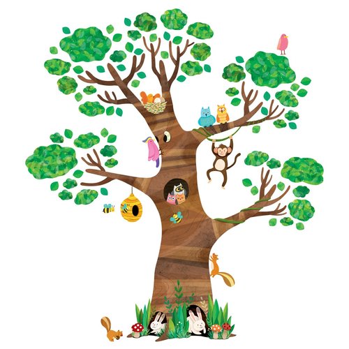 DECOWALL DL4-1709 XLarge Giant Tree and Animals Kids Wall Decals Wall Stickers (59x63 inch) Peel and Stick Removable Wall Stickers for Kids Nursery Bedroom Living Room