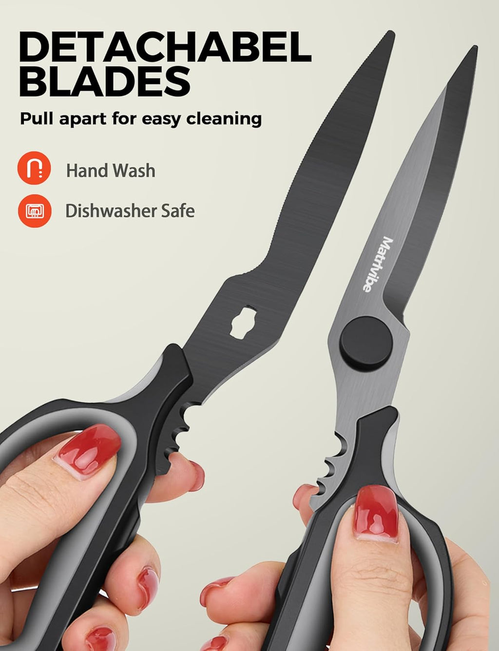 Skiennix Heavy Duty Kitchen Shears - All-Purpose Herb Scissors with Detachable Blades | Stainless Steel, Dishwasher Safe