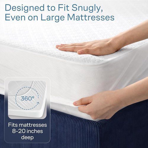 100% Waterproof Queen Mattress Protector - Ultimate Spill & Stain Defense for Parents & Pet Owners | Noiseless Cooling Bamboo Viscose (White)
