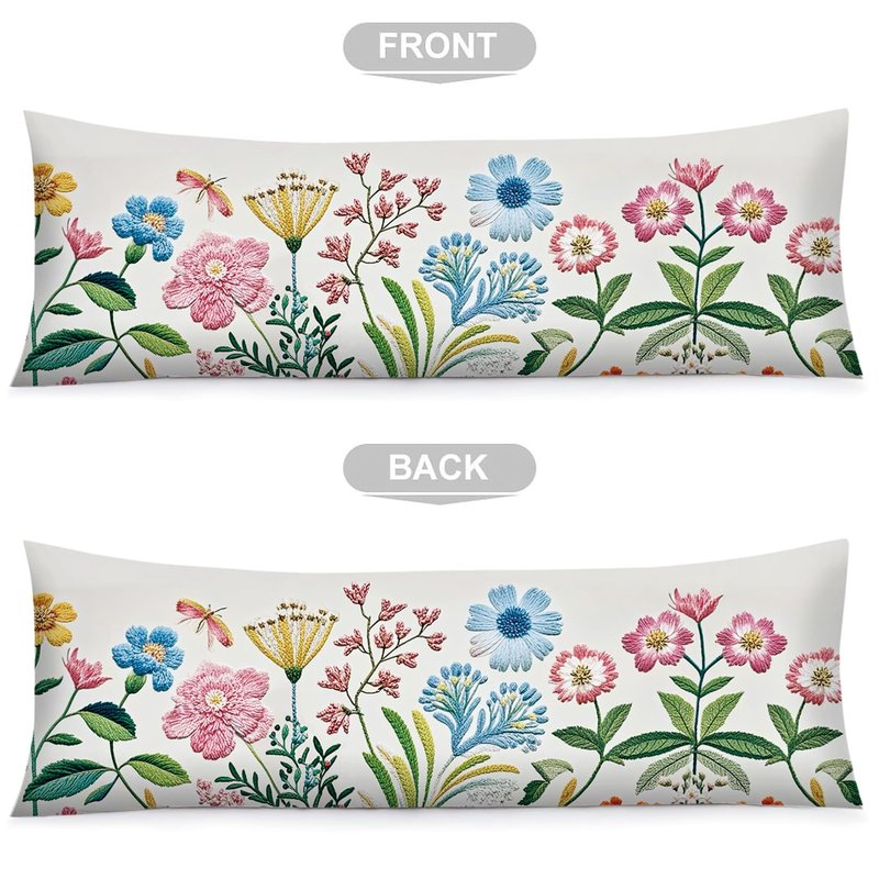 SHIYUE Ultra Soft Long Body Fall Pumpkin Pillow Case, Thanksgiving Printed Body Pillow Cases with Hidden Zipper Cover, 20x54 inches, Home Decorative(Flowers)