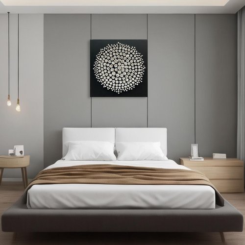 Limiyer Art Abstract Oil Painting Modern Art Oil on Canvas Wall Art Deco 24x24 inches, Black and White