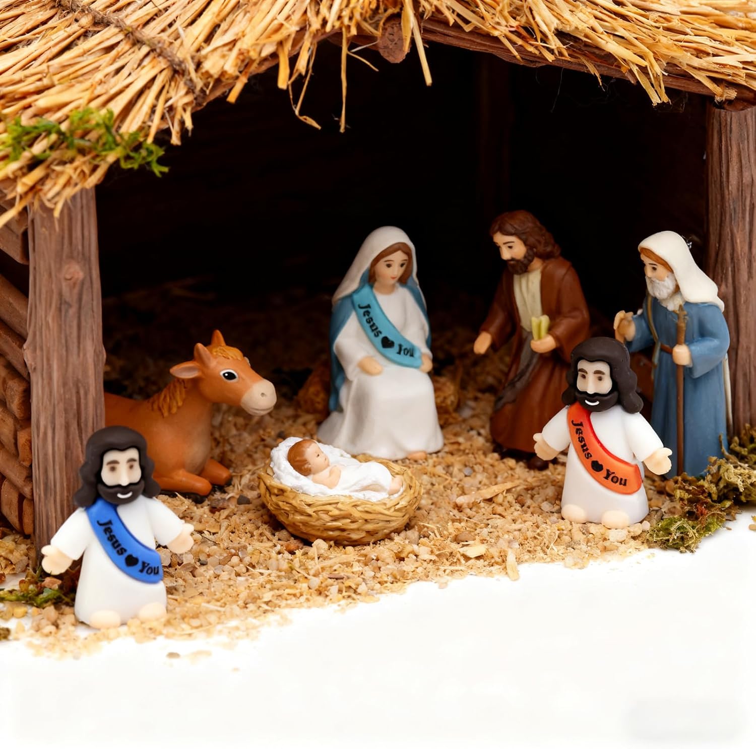 Owurha Jesus Love You Mini Figures - 100 Pcs Tiny Religious Figurines for Sunday School & Baptism Gifts