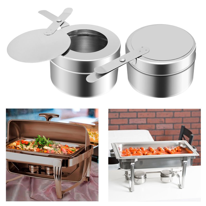 Stainless Steel Fuel Holder, Chafing Wick Fuel Holder with Cover, Buffet Warmer Warming Trays Perfect for Buffets Catering Events Party Supplies (6)