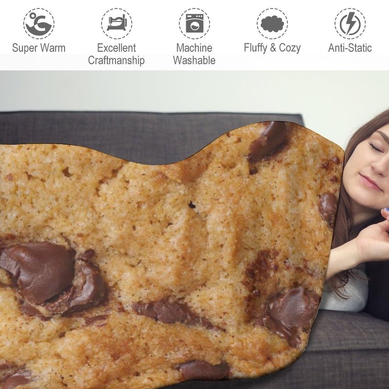 kerscton Cookie Blanket Giant Food Blankets Funny Soft Cookie Blanket Adult Size Flannel Gift for Teens Boys and Girls Suitable for Sofa Outdoor Living Room Indoor Bedroom 71 Inches