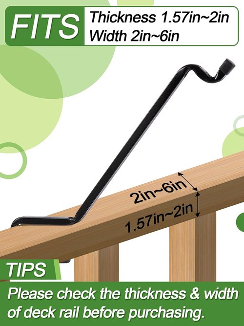 Biubee 4 Pack Deck Bird Feeder Hanger - Durable Metal Plant Hanger for 2" x 4" & 2" x 6" Railings