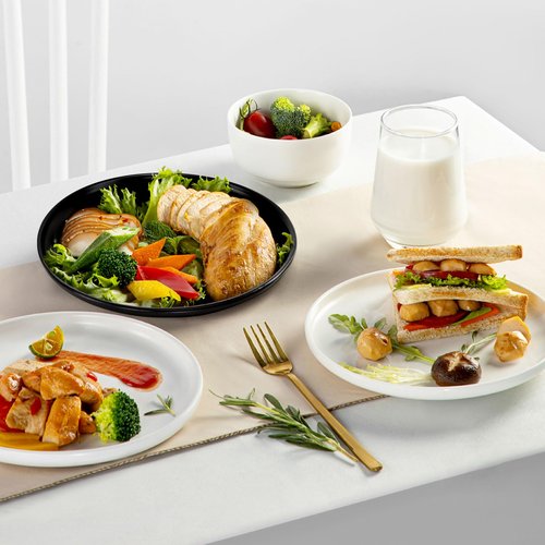 WEWBABY Ceramic Dinner Plates Set of 4, 10 Inch Dish Set Large Stoneware Plates for Kitchen, Modern Plates - Microwave, Oven, and Dishwasher Safe, Scratch Resistant - Matte Black and White