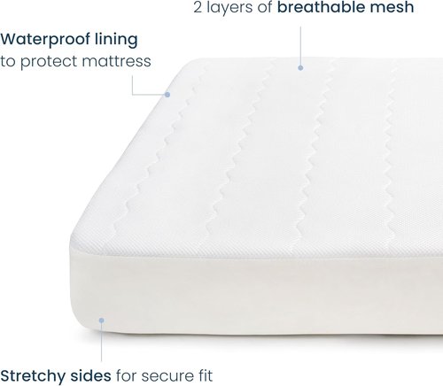 HALO Crib Mattress Cover - Breathable Quilted Mesh, Waterproof, Universal Fit for Cribs & Toddler Beds